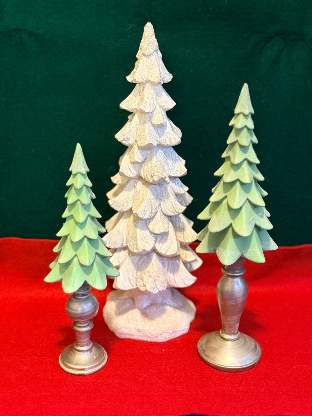 Grasslands Road Green and White Layered Tabletop Tree Trio
